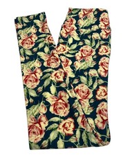 LuLaRoe Leggings OS One Size Floral TEAL PINK Flower ROSE Valentine Watercolor