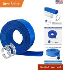 50 FT Flat Pool Hose for Efficient Water Transfer - Heavy Duty  Easy to Store