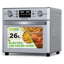 NutriChef 26L Electric Air Fryer Oven - 1700 Watts Countertop Rotisserie Combo