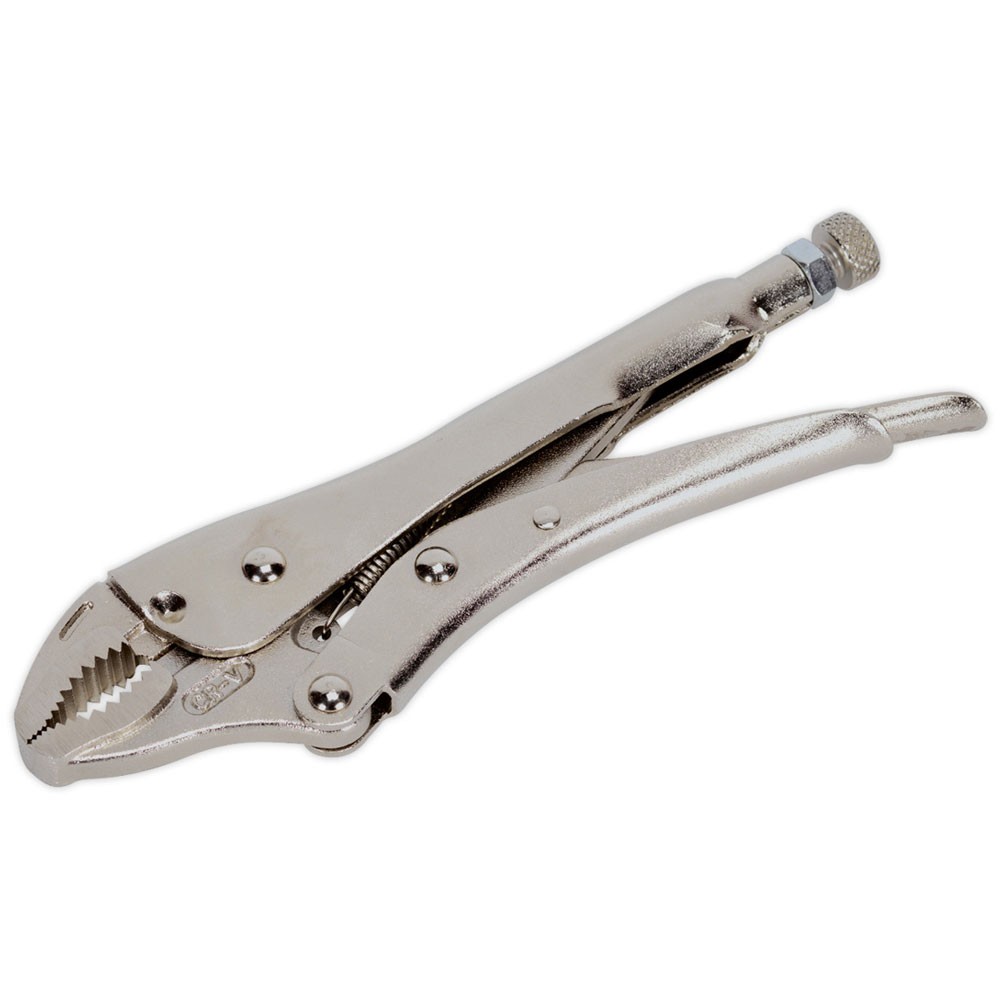 Sealey Locking Pliers Curved Jaws 180mm 0-35mm Capacity
