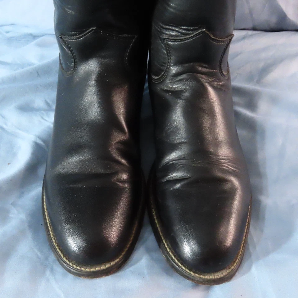 JUSTIN L3703 Cora 10" Roper Boots BLACK LEATHER Work Western Cowboy Women's 7 B - Image 2 of 4