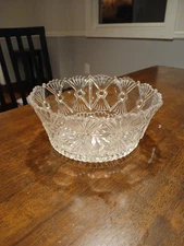 Vintage Crystal Clear Heavy Cut Glass Bowl