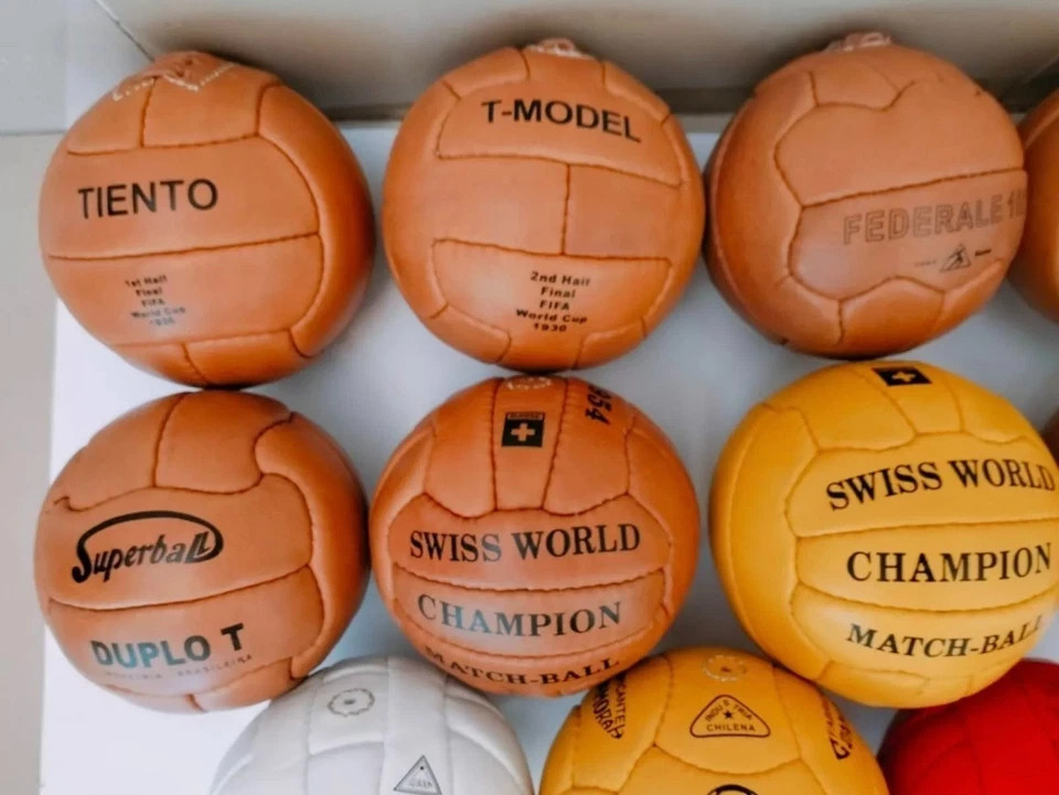 Historical mini ball set 11 pcs FIFA world cup 1930 to 1966 in leather ...