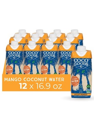 CocoGoods Co Natural Coconut Water with Fresh Mango 16.9 Fl Oz (Pack of 12)