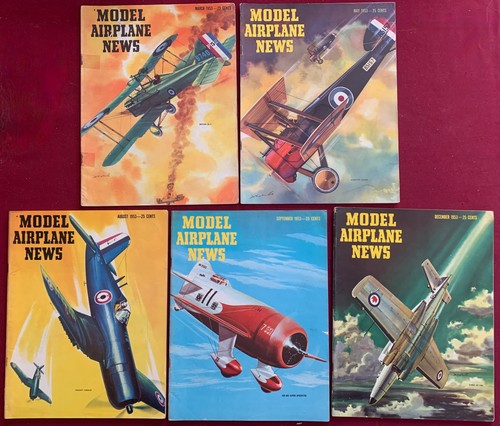5 Model Airplane News 1953 March May August September December - Aviation Hobby