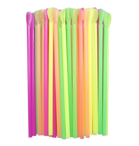500x Löffelhalme Ø8mm23cm Trinkhalme Plastik Strohhalme Mehrfarbig Schwarz Weiß! - Bild 2 von 9