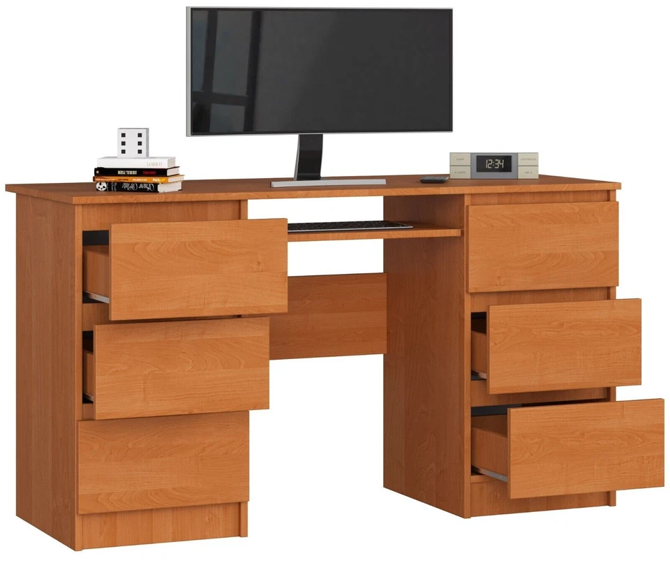 Scrivania Tavolo per Computer con 6 Cassetti e Uno Estraibile MOLTI COLORI - Immagine 4 di 4