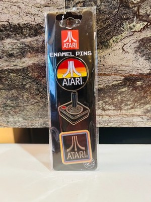 3 Pc Open Road ATARI Enamel On Metal Pins - Logo & Joystick 1 1/4'' - NEW