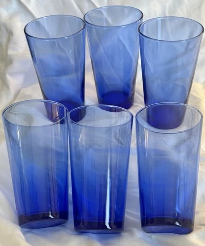 Vintage Libbey Cobalt Blue Tumblers/Drinking Glasses 16oz., Set of 6
