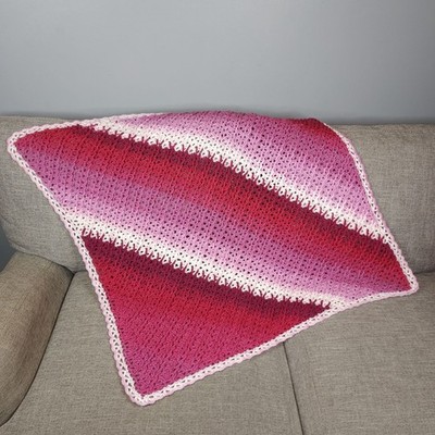 Jacobs Ladder Afghan Crochet Throw Blanket 36 X36'' Lion Yarn Cupid Pink Handmade