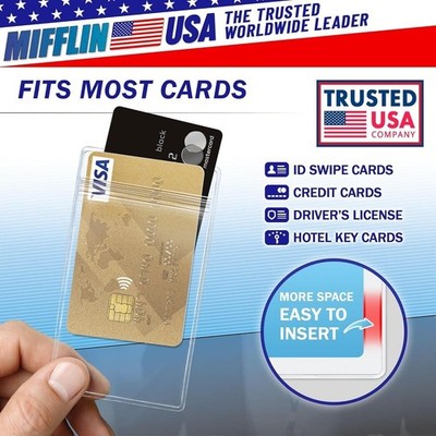 500 Clear Vertical ID Badge Holders 3.5x2.25 Slot & Chain Hole Event School Bulk