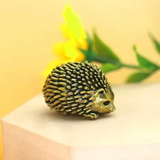 Brass Hedgehog Figurine Small Animal Statue Table Office Home Decoration Toy