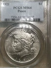1921 Peace Dollar High Relief PCGS MS64
