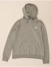 NIKE Womens Hoodie Jumper UK 14 Medium Grey Cotton CE09