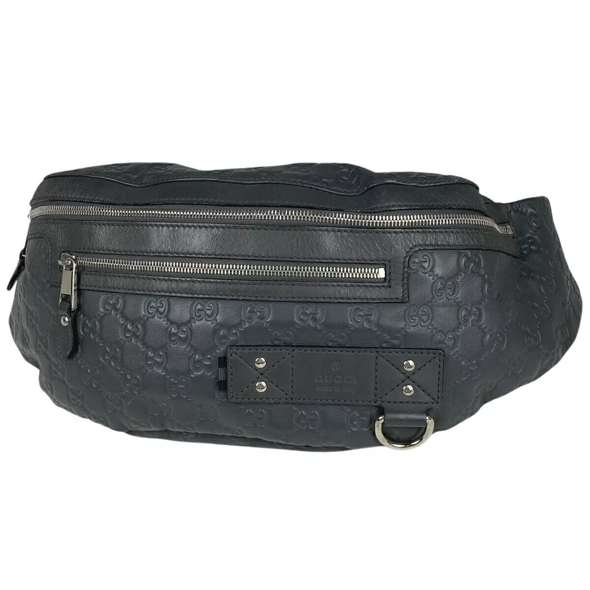 Gucci Guccissima Body Bag Taille Sac Sherry Line Web Cuir Gris 246409 Homme