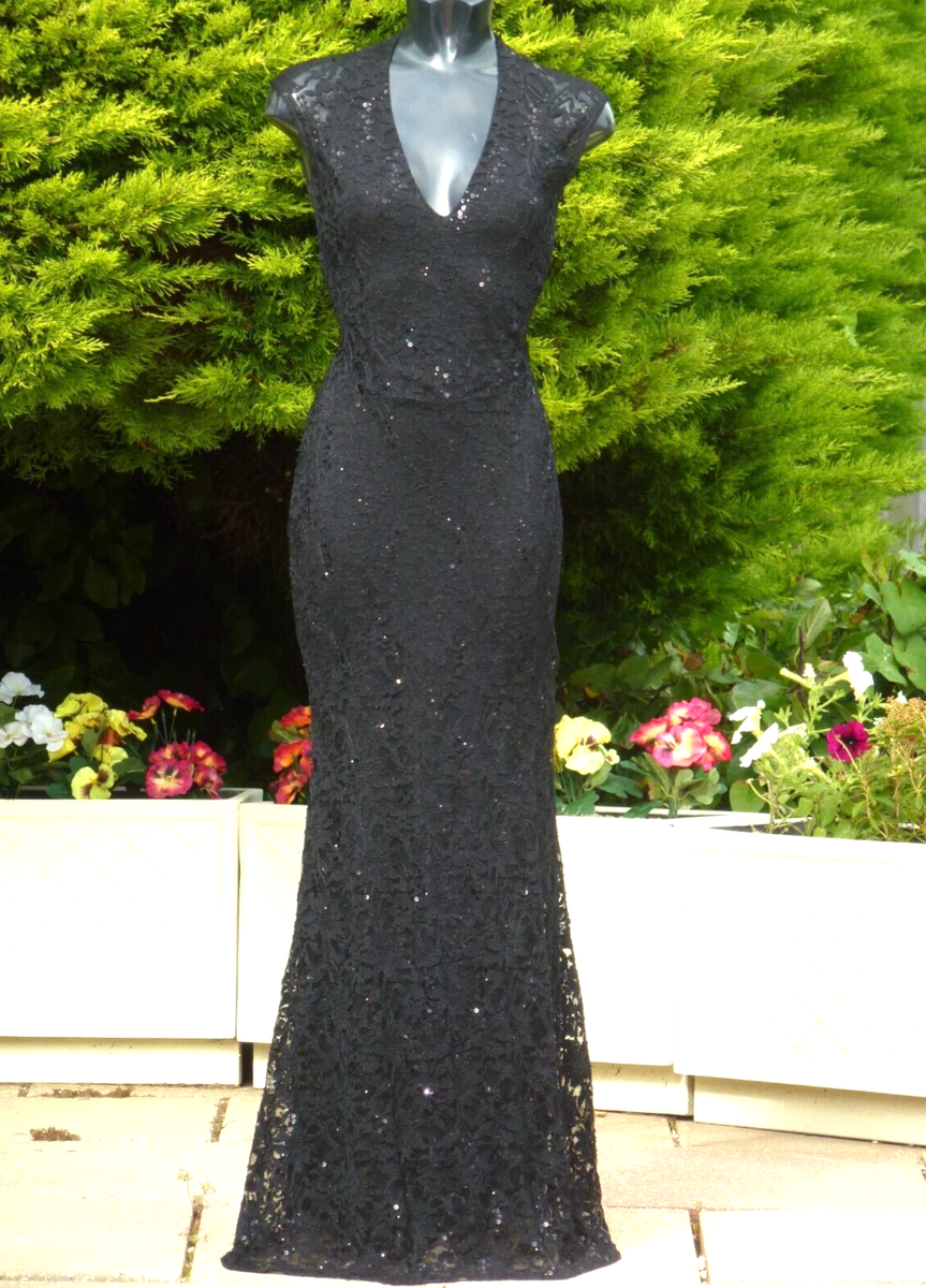 Jessica Wright Becky Sequin Lace Maxi Dress Size 10 UK Wedding PROM Cruise  Ball