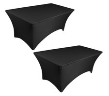 Tektrum 2 Pack 8 ft Long Stretch Spandex Tablecloth/Fitted Table Cover Black
