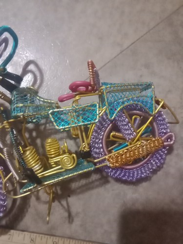 Motorcycle Figure Made out of Wire SUPER UNIQUE Colorful 11" x 8" - Picture 6 of 10