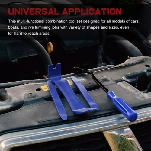 Plastic Trim Removal Pry Tool Set for Car Radio Panel Door Dash Clip Fasteners - Foto 14 di 15