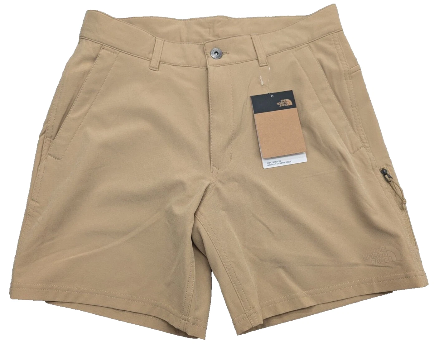 The North Face Shorts Mens 30W 7" Beige Flashdry Rolling Sun Packable Logo $60