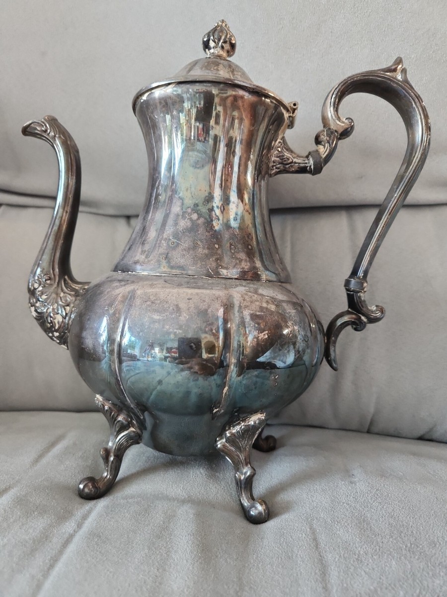 SHERIDAN Silver on Copper Coffee Teapot Footed 11