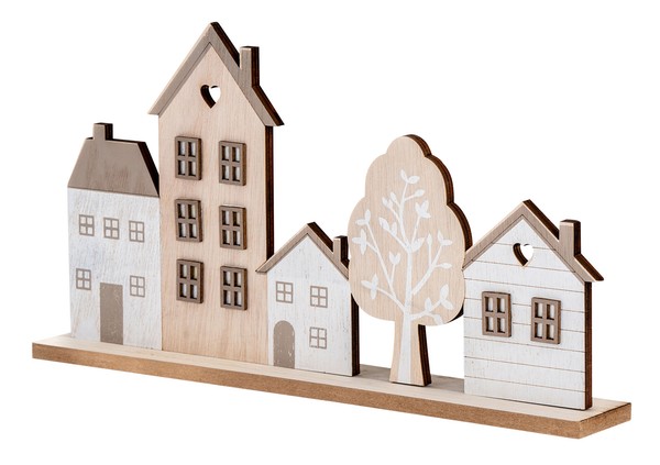 Deko Aufsteller Haus L30Cm Natur Braun Mdf Holz HäUser Tischdeko Dekohaus Herbst-image