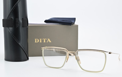 DITA Eyeglasses Schema One DTX106 53 01 GLD GRY Gloss Gold Square Titanium Lu...