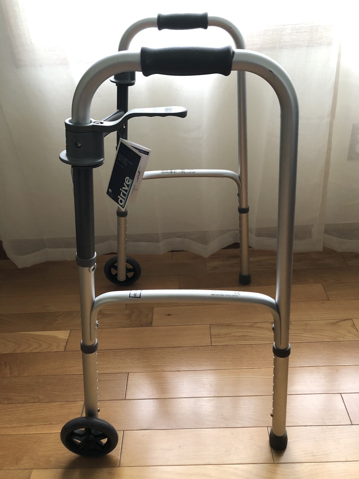 DRIVE DELUXE Trigger Release Folding Walker GRAY 5” Wheels Adjustable Height NWT