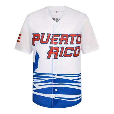 Team Puerto Rico Roberto Clemente #21 Baseball Jersey White Stitched Mens Medium