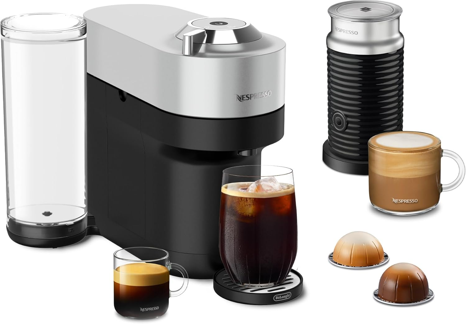 Nespresso Vertuo Pop+ Deluxe by De'Longhi with Aeroccino, Silver