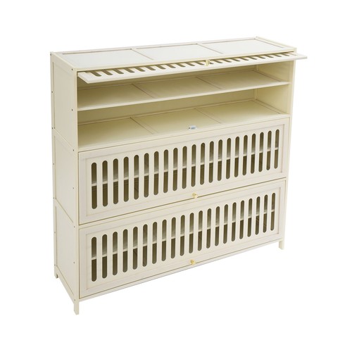 White Shoe Cabinet 7-tier Shoe Cabinet With Flip-up Doors For Entryways Bedrooms - Picture 13 of 22