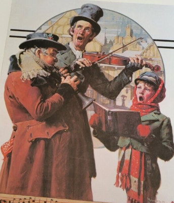 CHRISTMAS TRIO The Carolers (1923) by Norman Rockwell 17x12