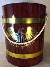 Vtg US PRESTIGE PRODUCT Champagne Wine Cooler Ice Bucket Eagle Patriotic Rope