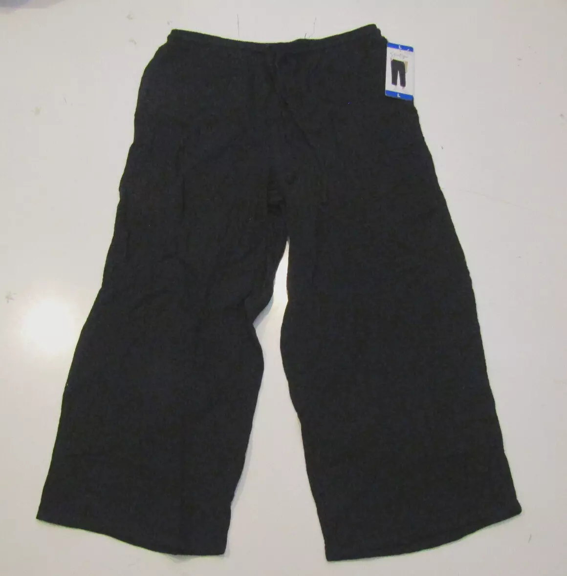 JESSICA SIMPSON Black Pull On Cropped Pants Capris Cotton Sz L NWT