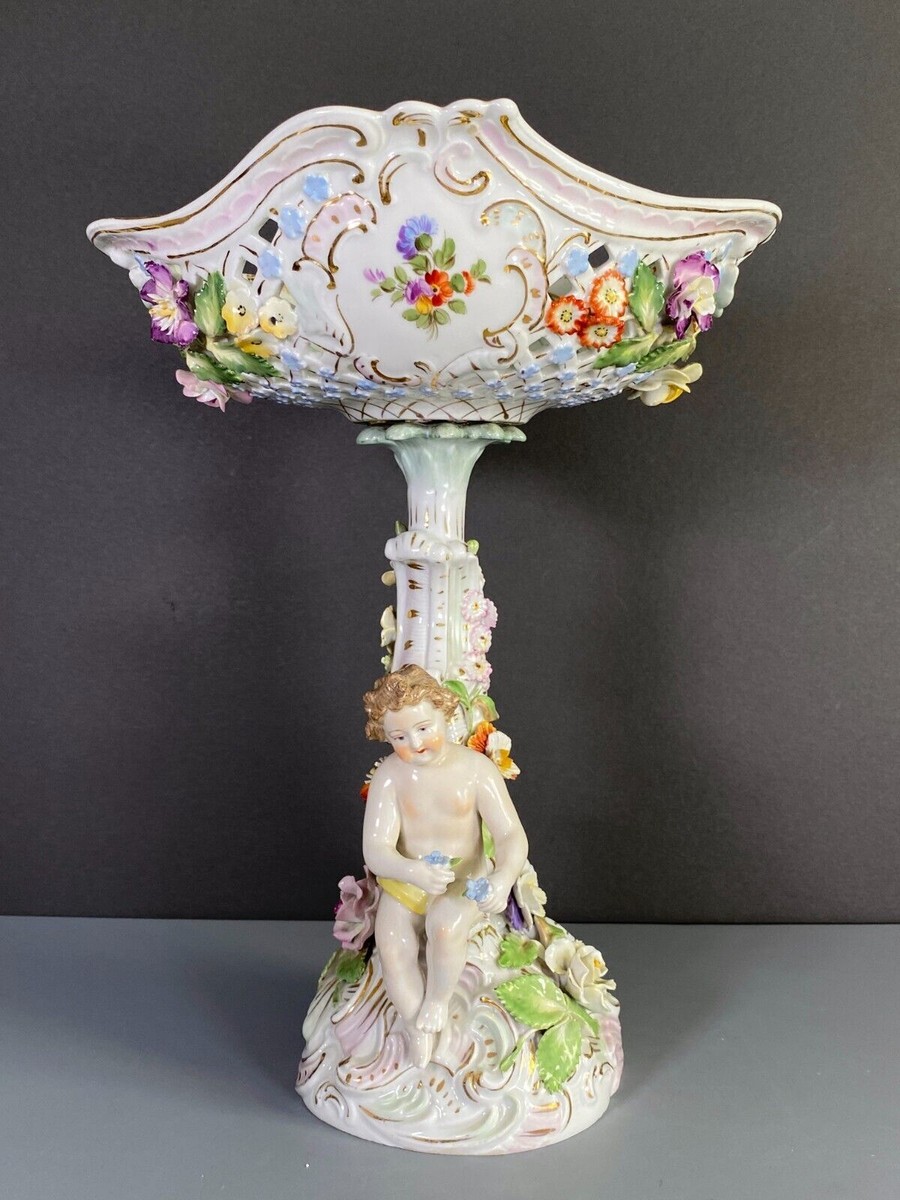 Dresden Carl Thieme Potschappel porcelain floral encrusted Figural