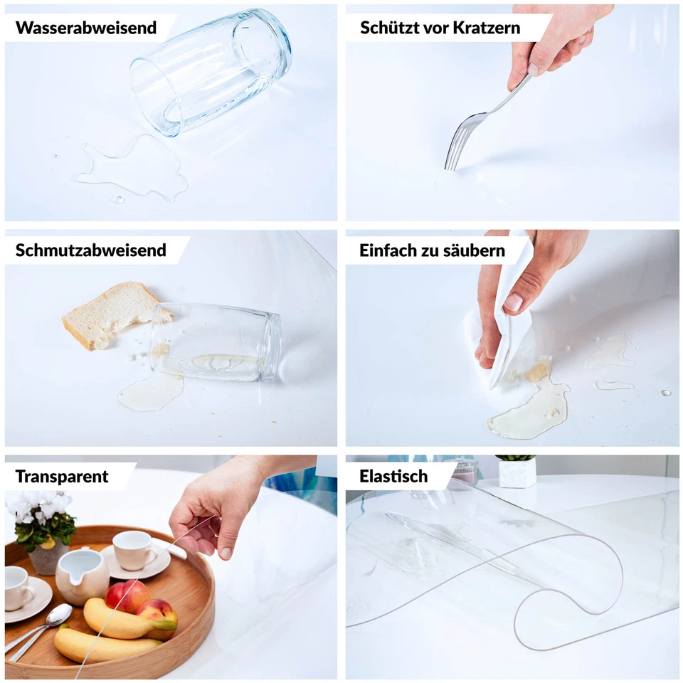 Tischschutzfolie Tischdecke transparent 2mm Weich PVC Folie abgeschrägte Kante - Bild 4 von 4