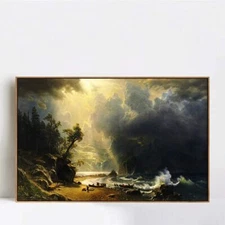 Framed Canvas Puget Sound on The Pacific Coast by Albert Bierstadt 20"x28"