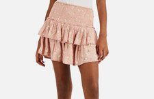 Lucky Brand Women Floral-Print Tiered Mini Skirt Pink Multi Size M 0355