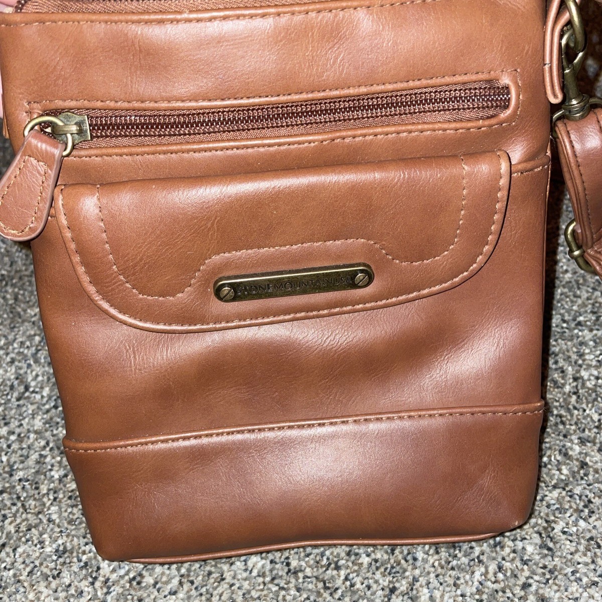 Stone Mountain Crossbody Bag Purse Brown Leather Adjustable Strap