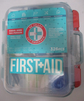 Be Smart Get Prepared First Aid Kit 326 Pieces OSHA ANSI Compliant New Sealed
