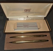 Cross 14 Kt Gold Filled ballpoint Pen and .9 Pencil Set made in USA used as is