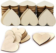 100 Pcs 1.57 inch Wood Heart Cutouts, Unfinished Blank Wooden Hearts Shapes Wood