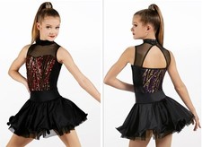 WEISSMAN Dance Costume Black Tutu Sequin 12418 XLC 16/18 DropWaist Flounce Dress