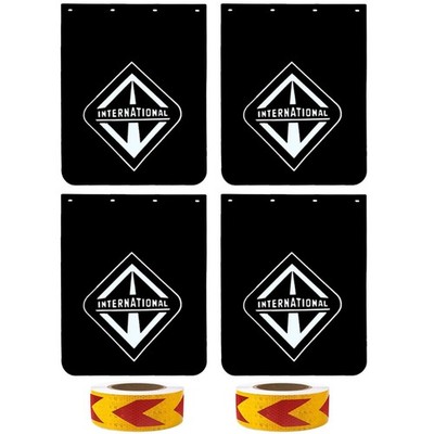 4PCS 24''x30''PVC Mud Flaps+164FT RED Arrow Reflective Tape for Semi Truck Tractor