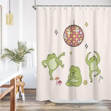 Cute Funny Shower Curtain Frog Fun Animal Anime Unique Pattern Aesthetic Funk...