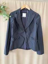 Rebecca Taylor Womens sz 6 dark gray bow detail Fitted blazer Wool