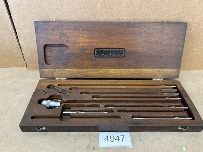 L.S. Starrett No. 124 Depth Micrometer Set Max Depth 12  Mic Wood Storage Box