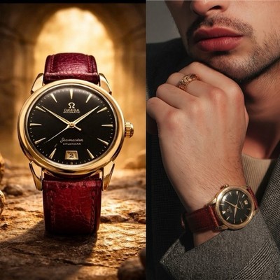 ✨🟡Omega Seamaster Calendar Vintage Black Dial Gold-Capped Rare