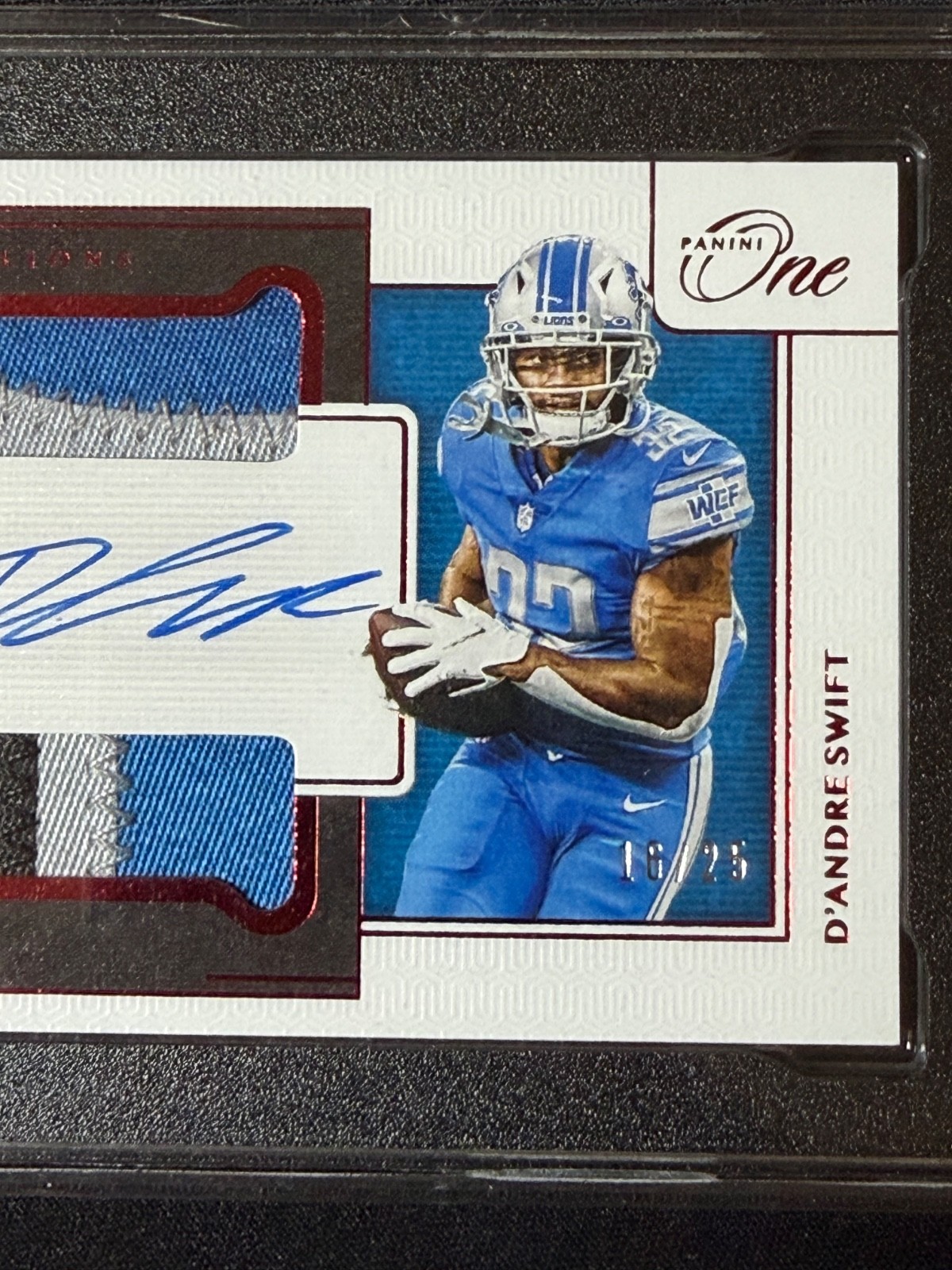 2020 RED Panini One D'ANDRE SWIFT Rookie RC RPA Patch AUTO /25 #39 Lions Detroit view 5