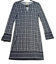Michael Michael Kors Long-Sleeve Dress Small Black & White Houndstooth Patterned